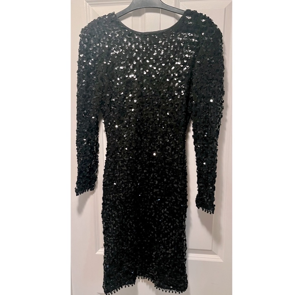 Vintage Black Long sleeved Sequin cocktail/party dress